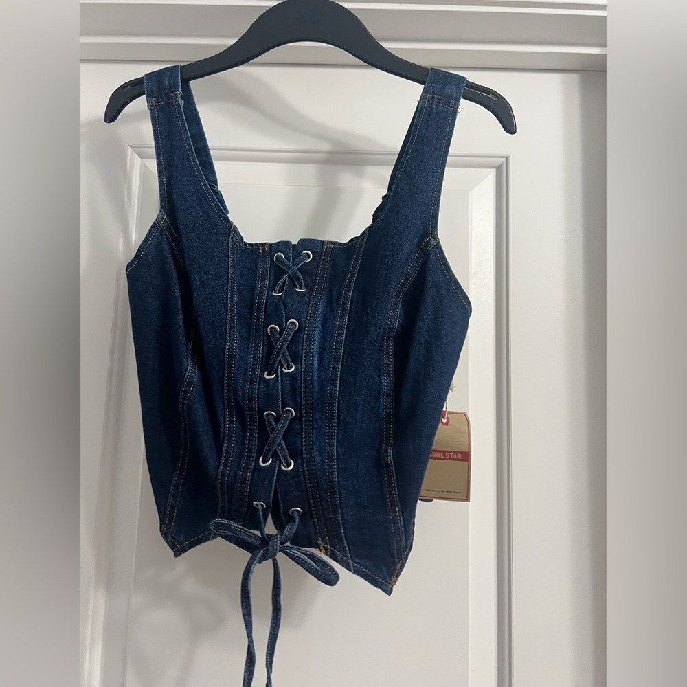 Denim Lace-Up Corset Top